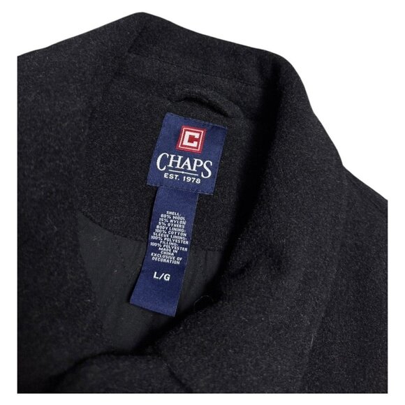 CHAPS WOOL Luxury Designer Business Casual Pea Coat Mens Large - Picture 3 of 5